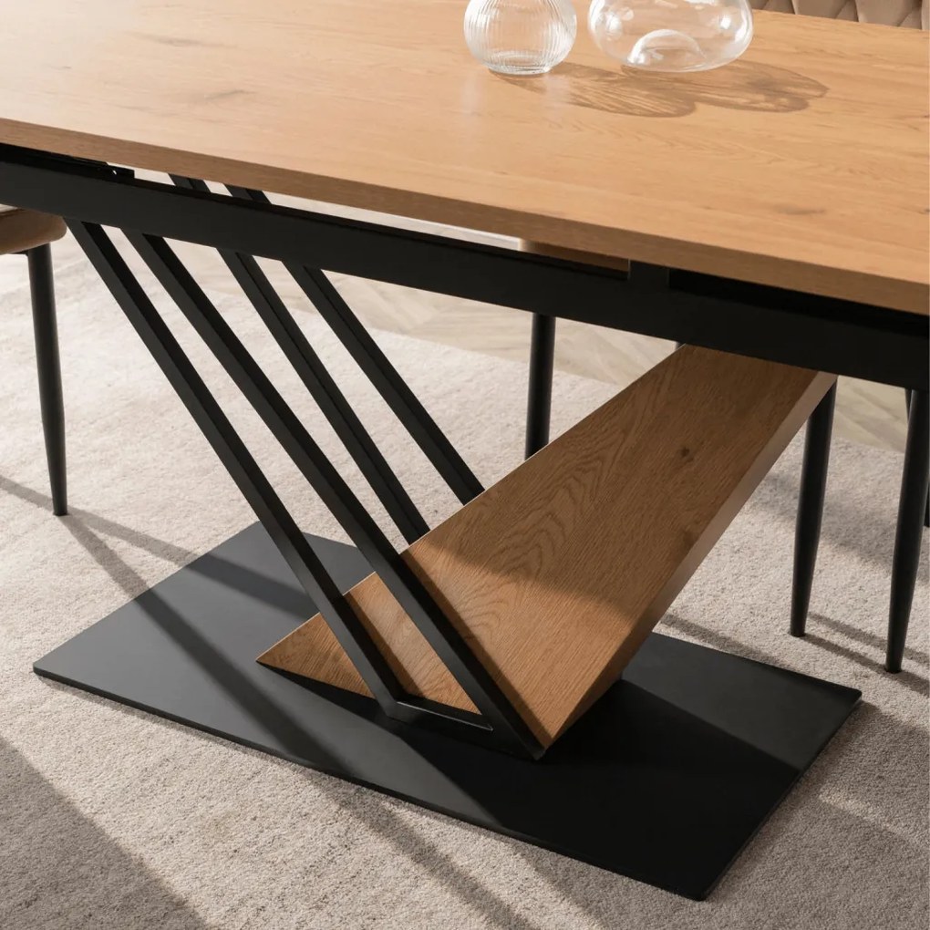 Étkezőasztal REX bővíthető 160–220 cm MDF tölgy fekete