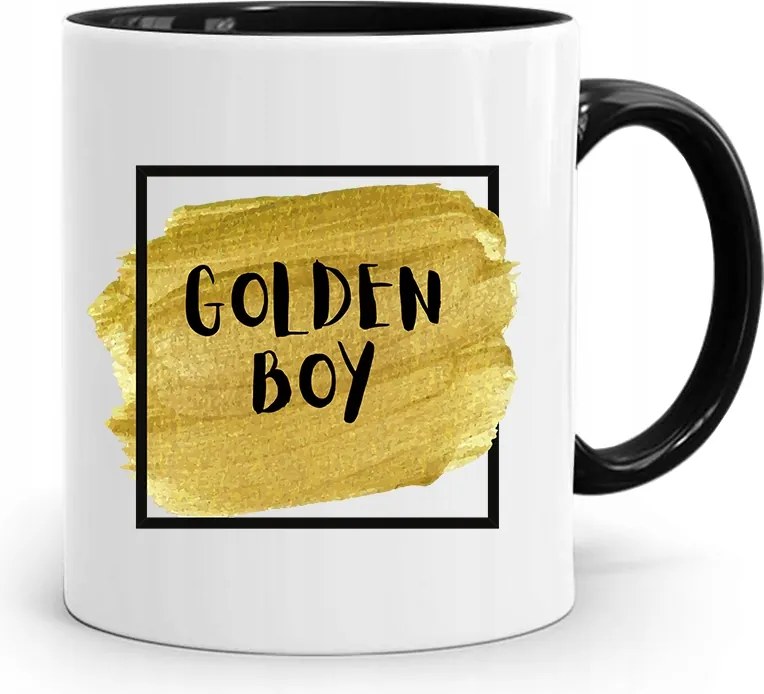 Ajándék Bögre Fekete Fiúnak Golden Boy nyomott mintával