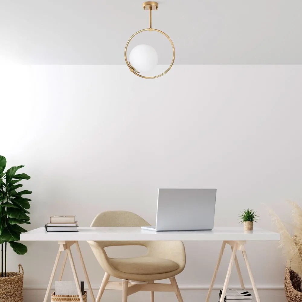 Aranyszínű mennyezeti lámpa üveg búrával 39x26 cm Dolunay – Opviq lights