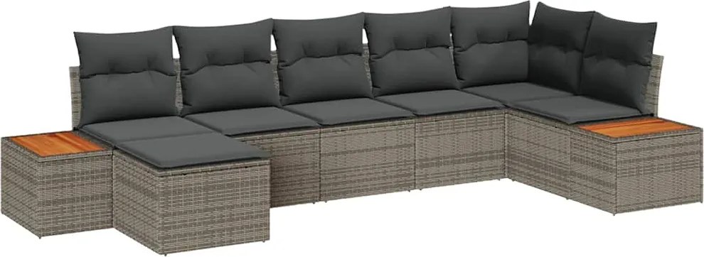 vidaXL Kerti Kanapé Szett párnával tárolóval 8 pcs Szürke Polyrattan
