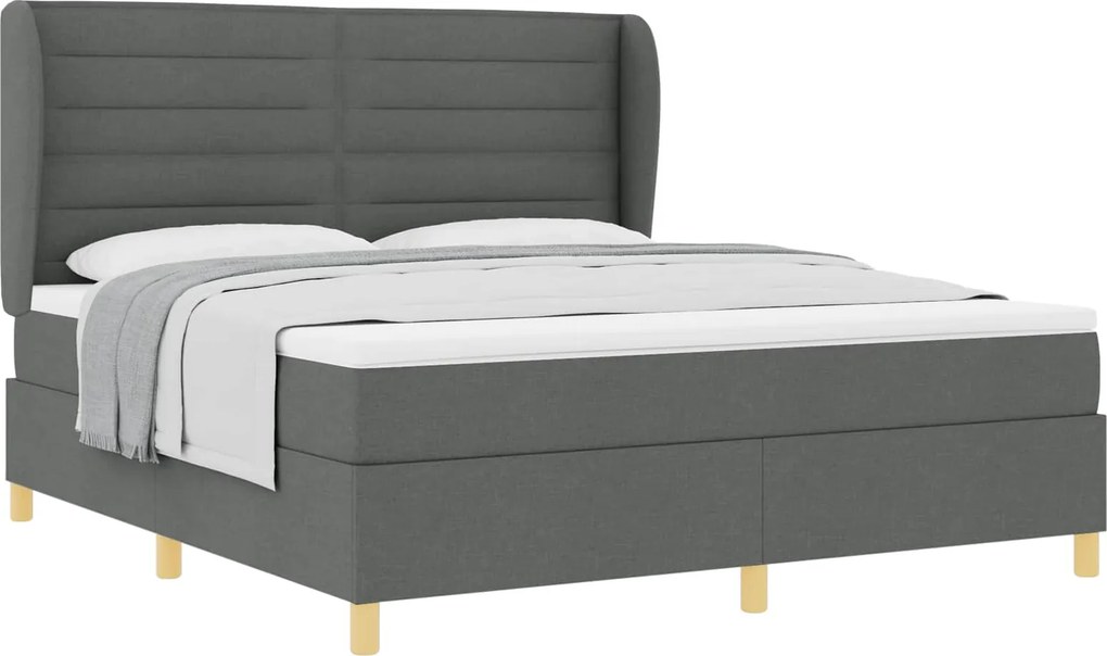 vidaXL Boxspring ágy matraccal Sötétszürke 90x190 cm Szövet szövet