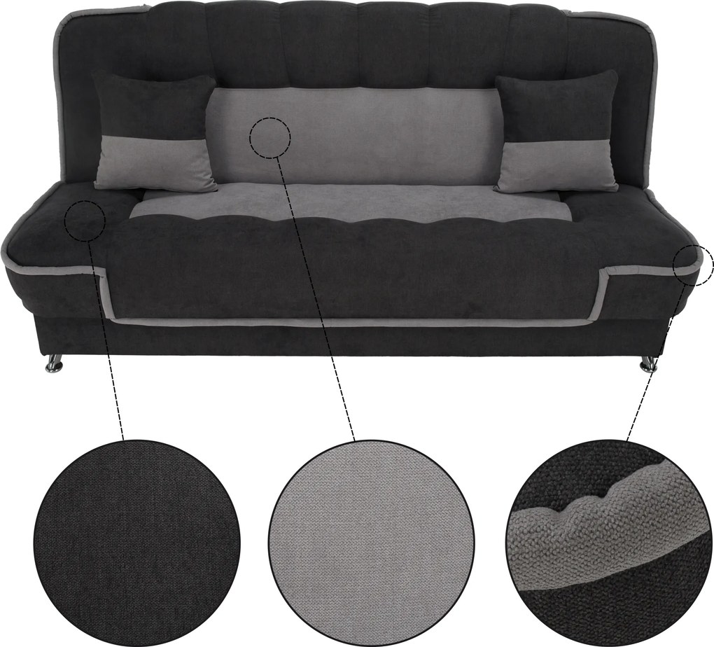 Kinyitható dívány, sötétszürke/világosszürke, PERSI