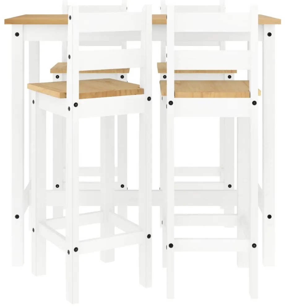 5 részes fehér tömör fenyőfa bárszett