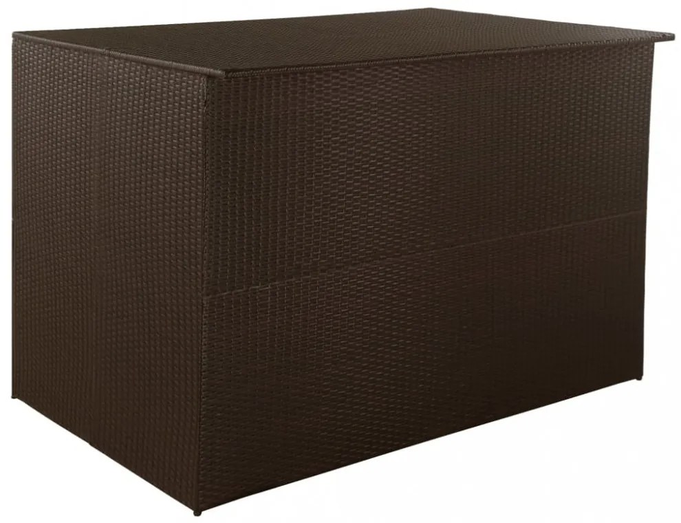 barna polyrattan kerti tárolóláda 150 x 100 x 100 cm