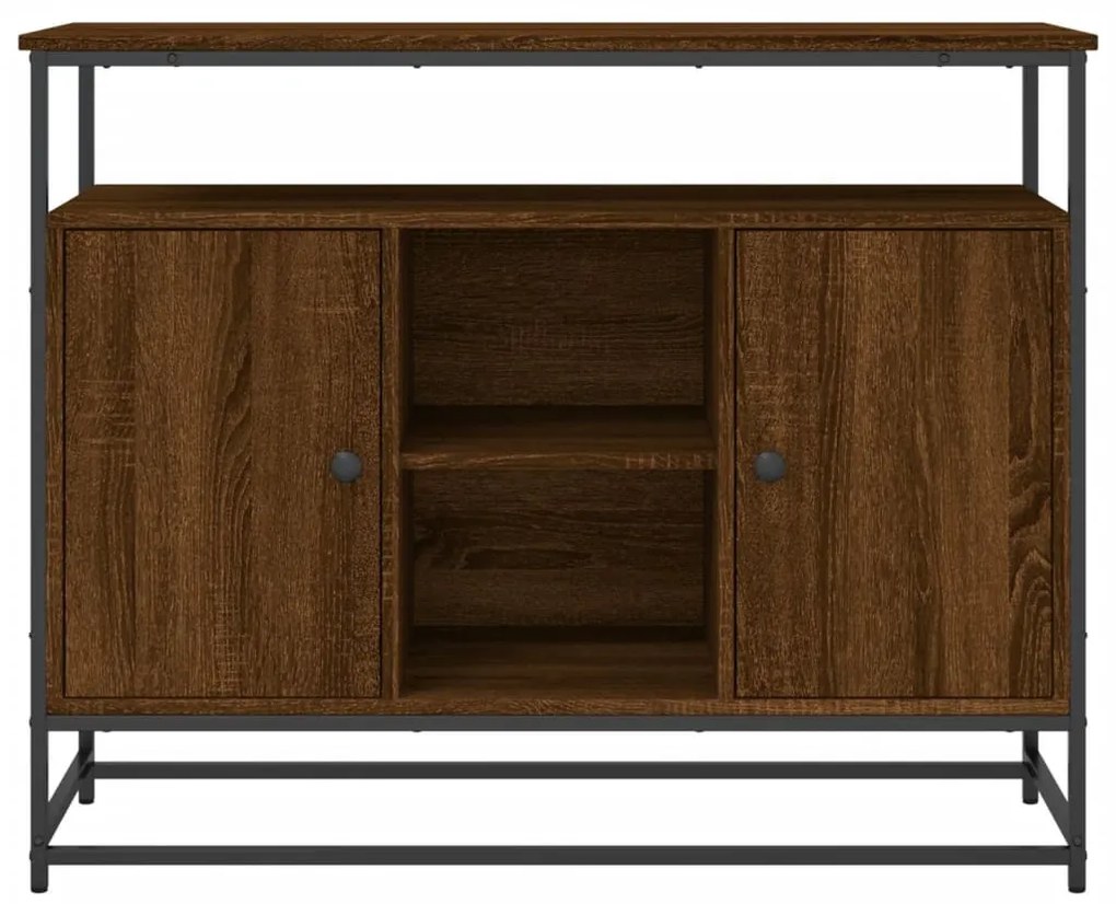 barna tölgy színű szerelt fa tálalószekrény 100 x 35 x 80 cm