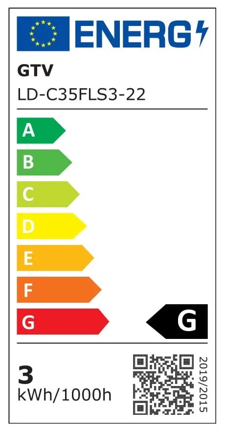 Meleg fehér dimmelhető szálas izzó E14, 3 W – GTV