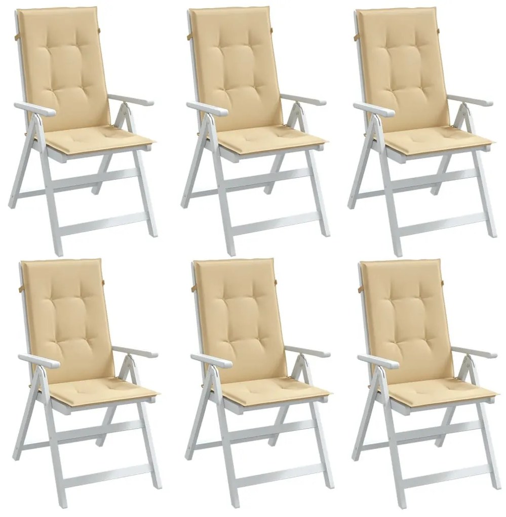 6 db melange bézs szövet magas háttámlájú székpárna 120x50x4 cm