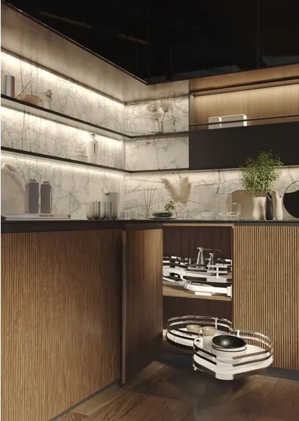 Konyhai fémrács, sarokszekrénybe, jobbos, Nuvola vesetál, króm-fehér, 1000mm, 600mm ajtó szélesség, Sige Infinity Plus 371