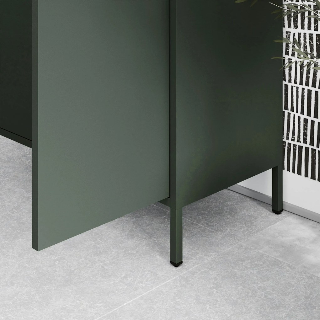 Ruhásszekrény fém loft stílusú lábakon üvegzöld, 800x1850x450 mm: FLAVIO Modern