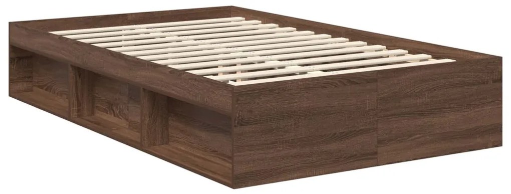 vidaXL Ágykeret fejtámlával Barna Tölgy 120 x 200 cm Tömör fenyőfa