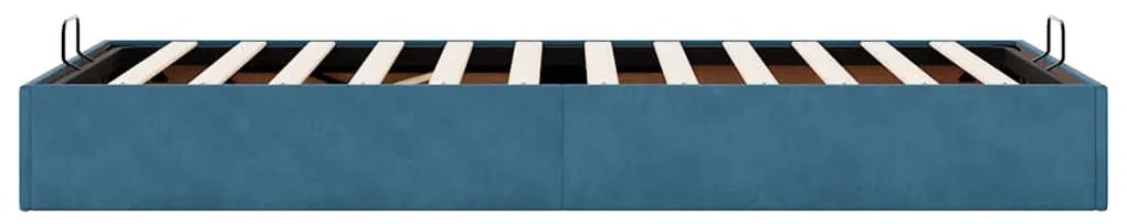 Ottomán ágykeret matrac nélkül sötétkék 100x200 cm bársony