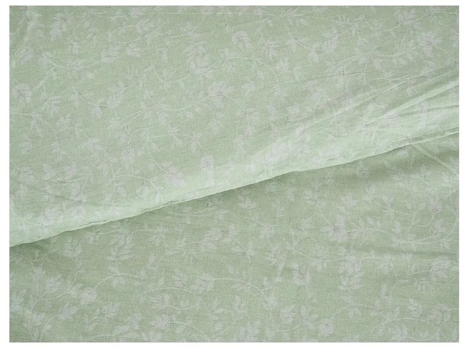 Zöld egyszemélyes krepp ágyneműhuzat 140x200 cm Green Flowers – B.E.S.