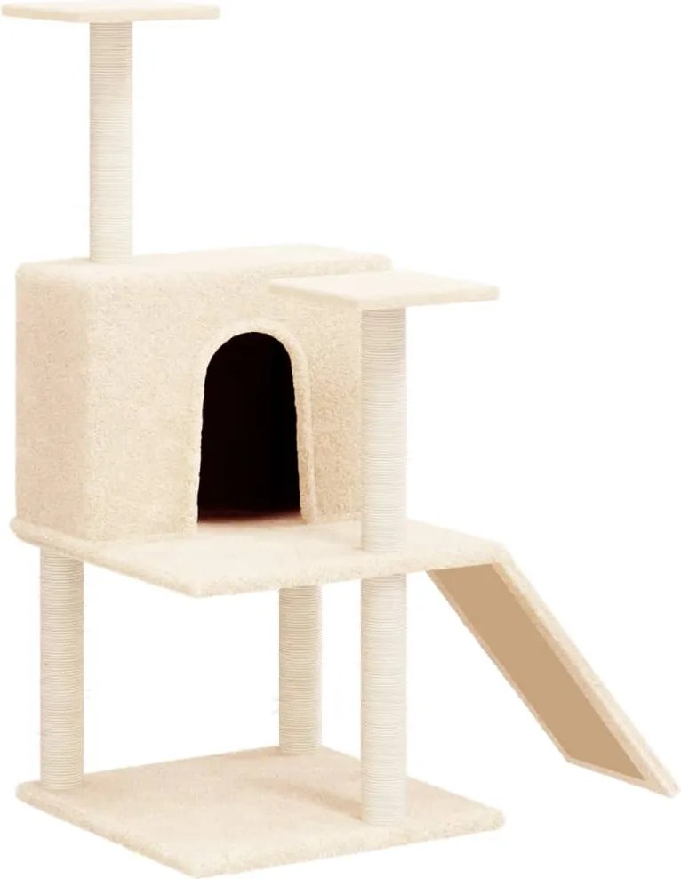 vidaXL krémszínű macskabútor szizál kaparófákkal 109 cm