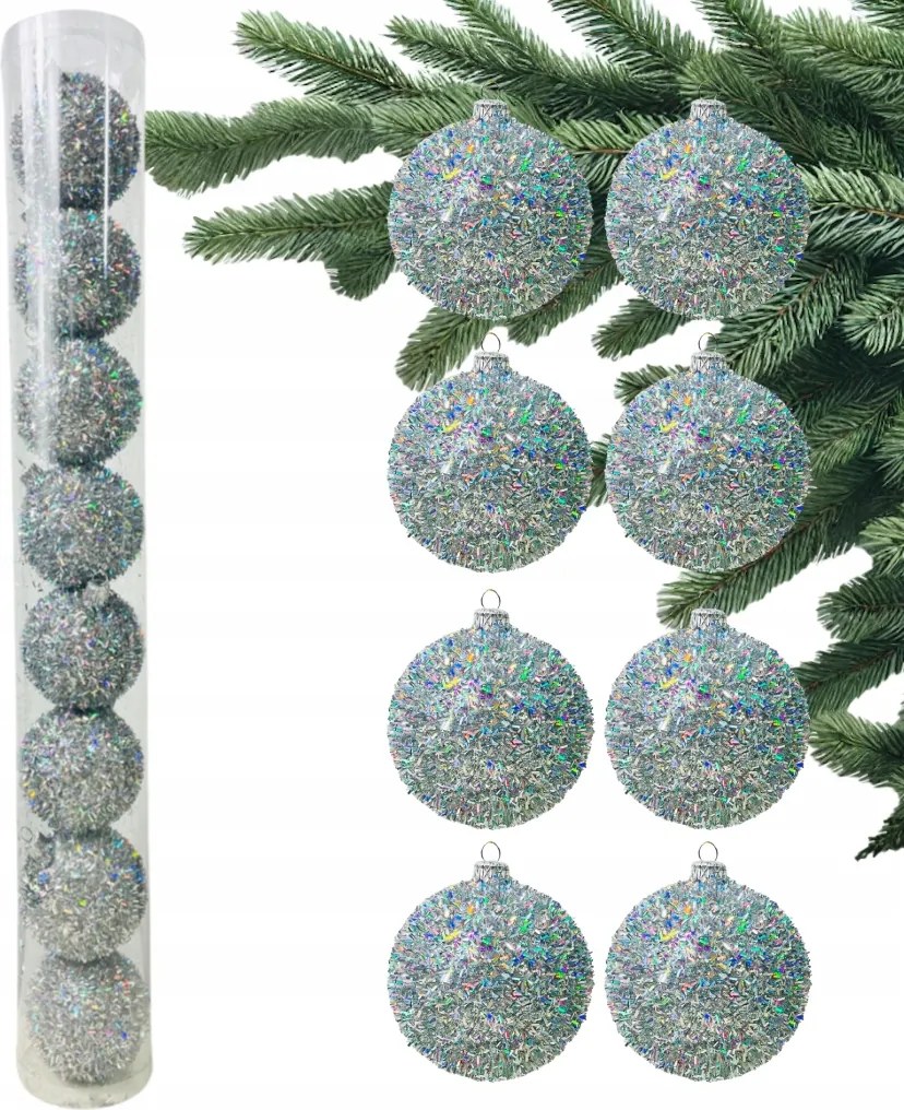 Holo Ezüst karácsonyfa Bombák Karácsonyfa Buborékok 3D karácsonyfa gömb szett