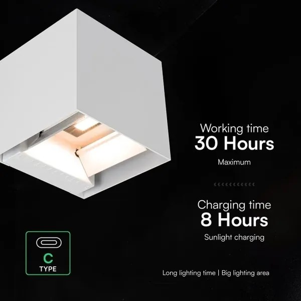LED napelemes fali lámpa érzékelővel LED/9W/3,7V 3000/4000/5000K IP65 2600mAh fehér