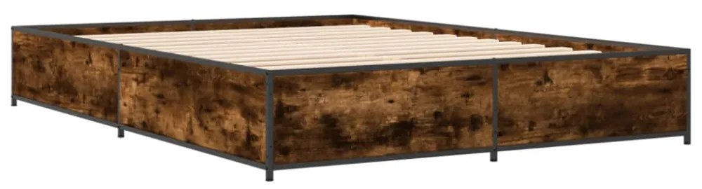 füstös tölgy színű szerelt fa és fém ágykeret 120 x 200 cm