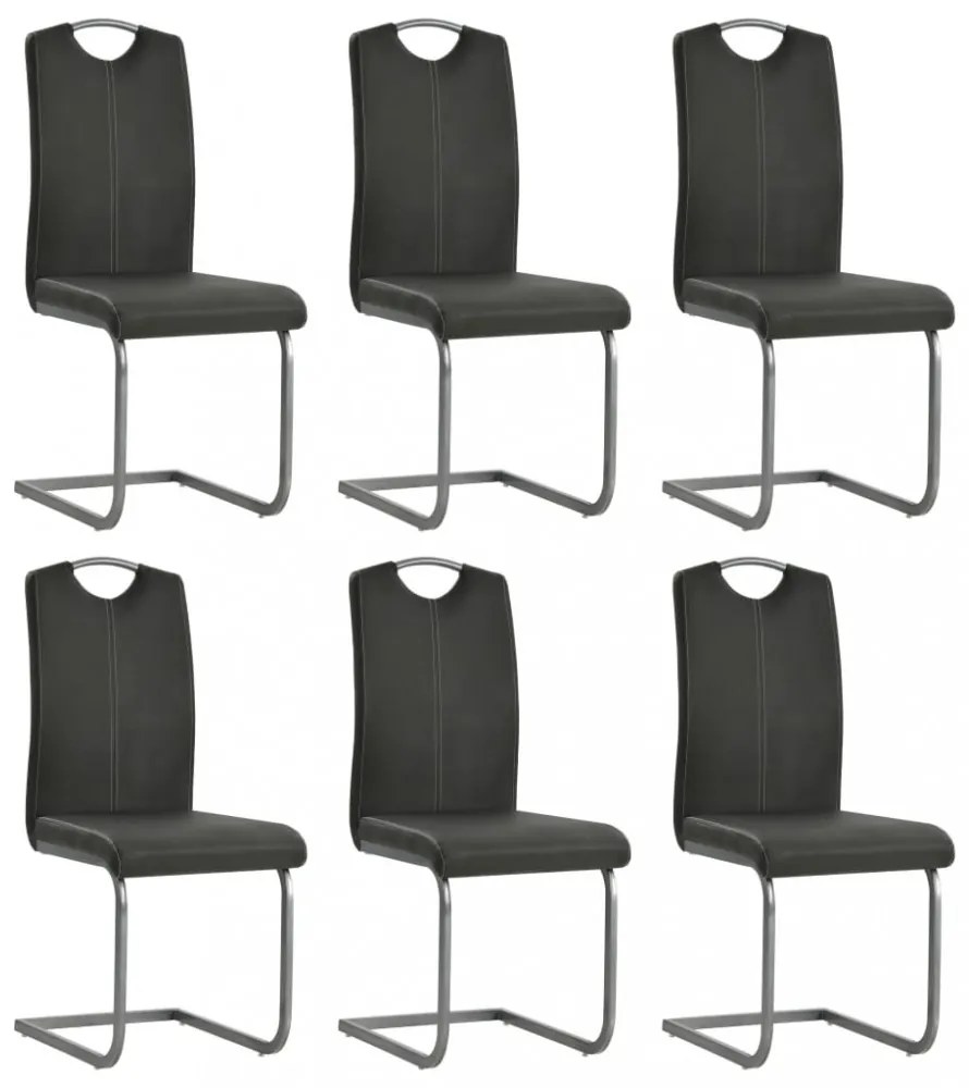 6 db szürke műbőr szánkótalpas étkezőszék