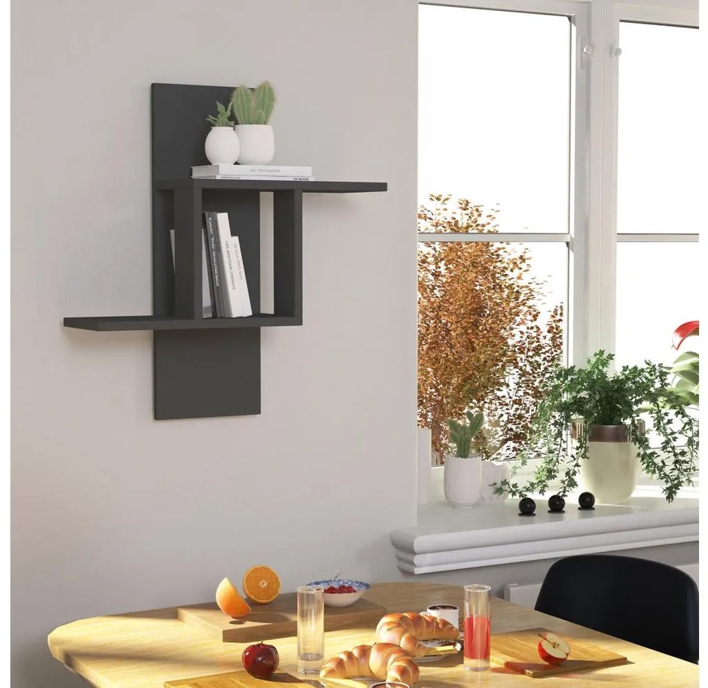 Fali polc MILL 70x64 cm antracit