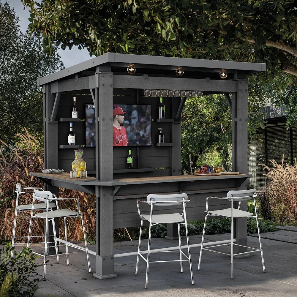 Kerti bár pavilon, bárpulttal, tetővel