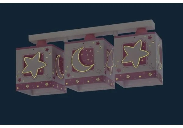 Dalber 63233NS - Gyerek mennyezeti lámpa MOON LIGHT 3xE27/60W/230V rózsaszín