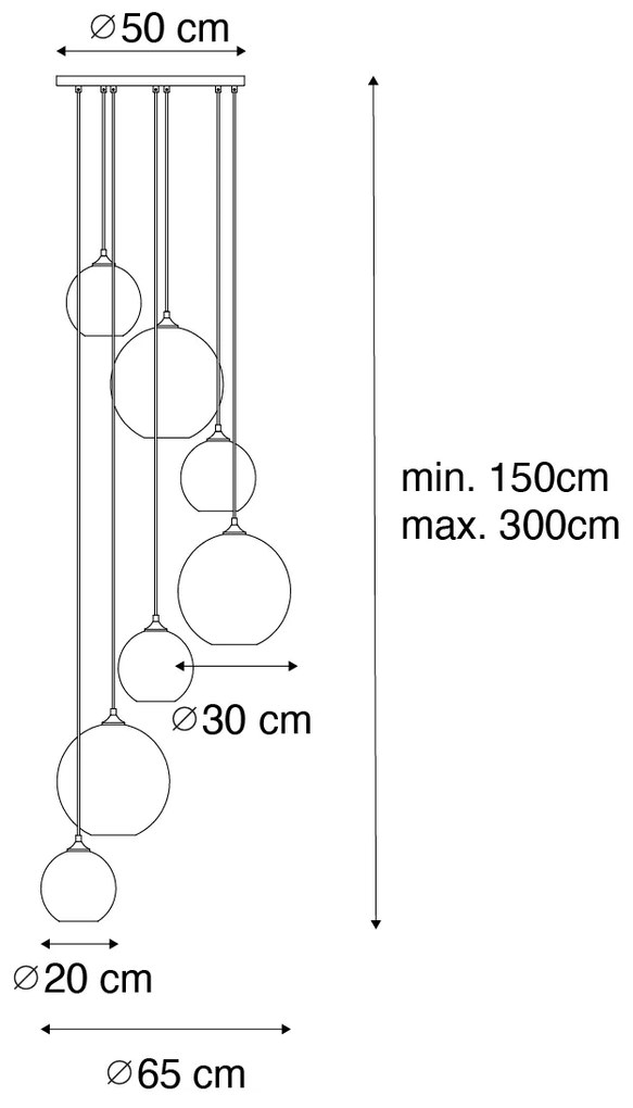 Art Deco lógólámpa fekete füstüveggel, kerek, 7 lámpás - Sandra