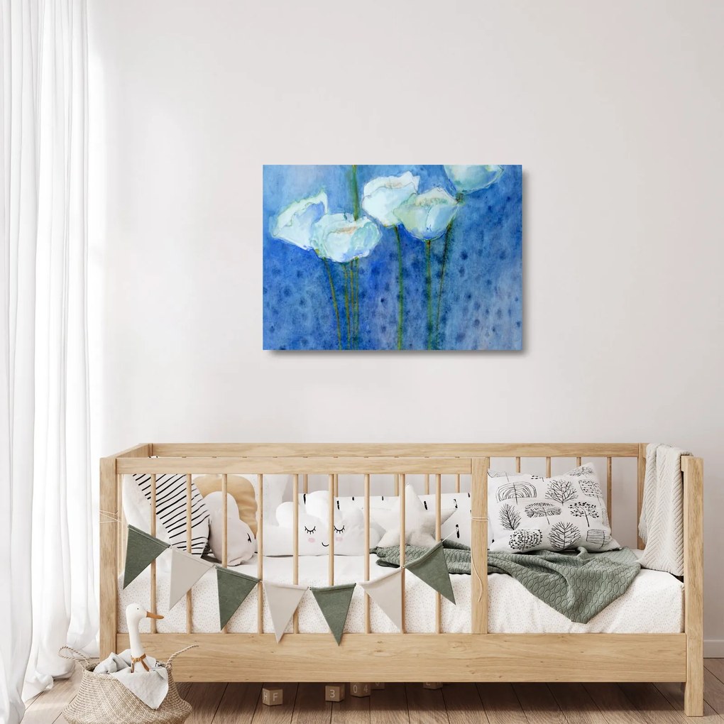 Kép - fehér tulipán (üvegen) (70x50 cm)