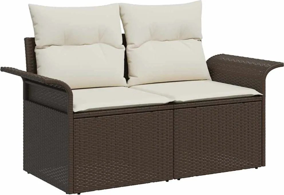 vidaXL Kerti kanapé párnával Barna 141 x 62 x 69 cm polirattan