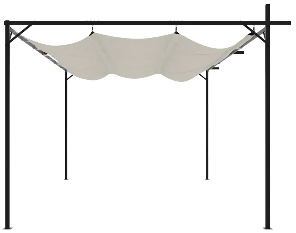 krémszínű pergola behúzható tetővel 395 x 292 x 230 cm