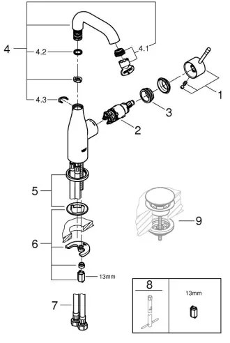 GROHE 23463001 - ESSENCE M méretű mosdócsaptelep, fényes króm
