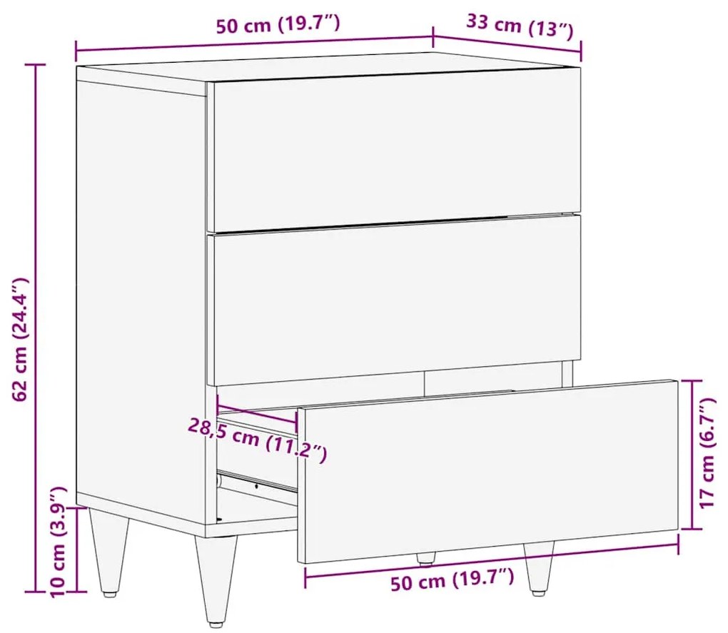 vidaXL Éjjeliszekrény Világos Barna 50 x 33 x 62 cm Tömör akácfa