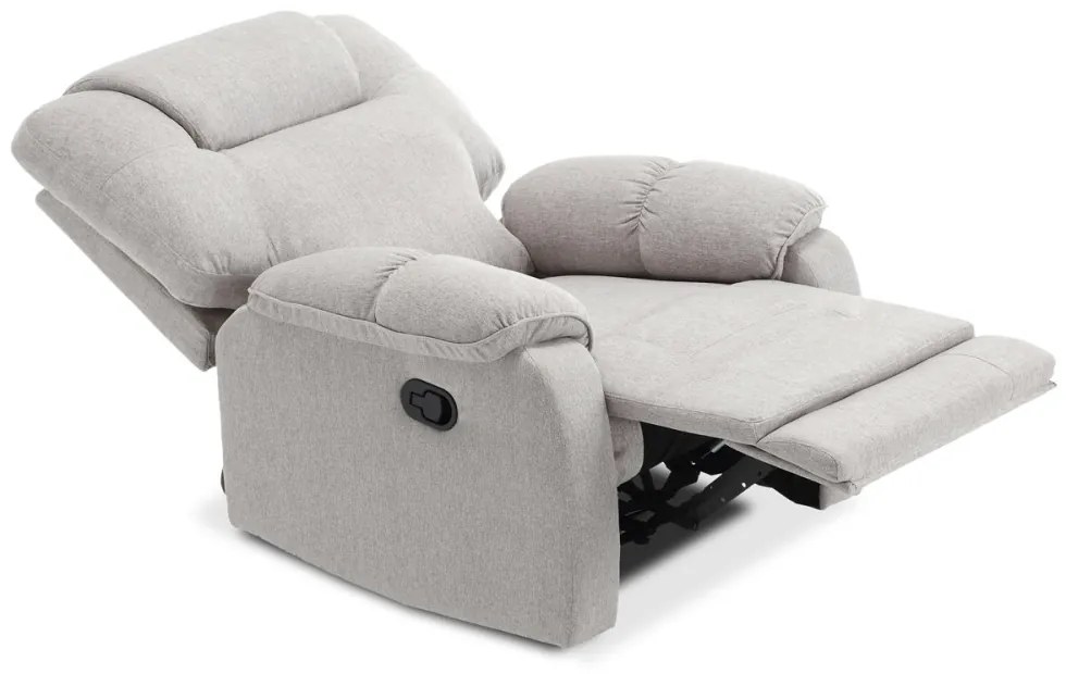 Scaun De Relaxare Reglabil Manual, Culoare Bej, Tapițat Cu Material Textil