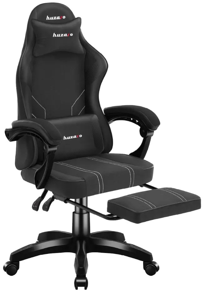 Gamer szék Space lábtartóval Carbon fekete