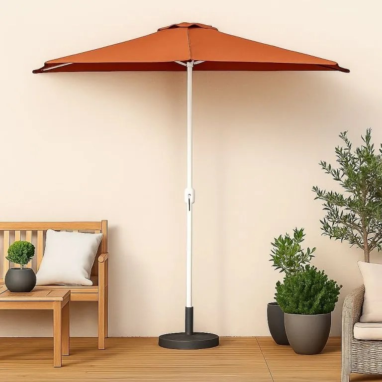 Balkon napernyő fékör alakú 270 cm terrakotta+kiegészítő