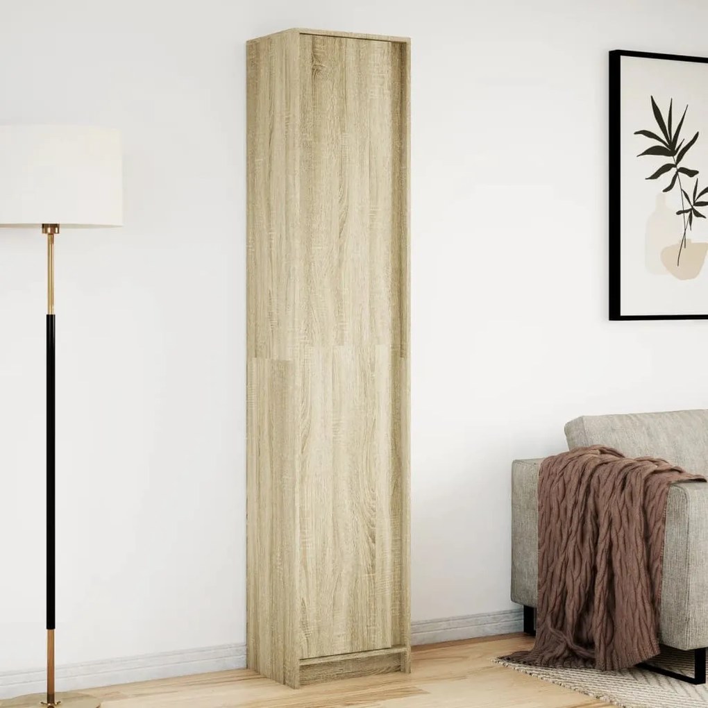 sonoma tölgy szerelt fa LED-es magasszekrény 41,5x32,5x200 cm