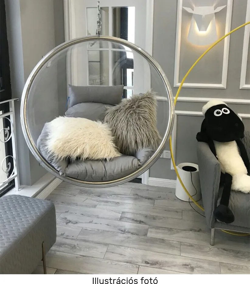 Függő fotel, átlátszó/arany/fehér, BUBBLE NEW TYP 1