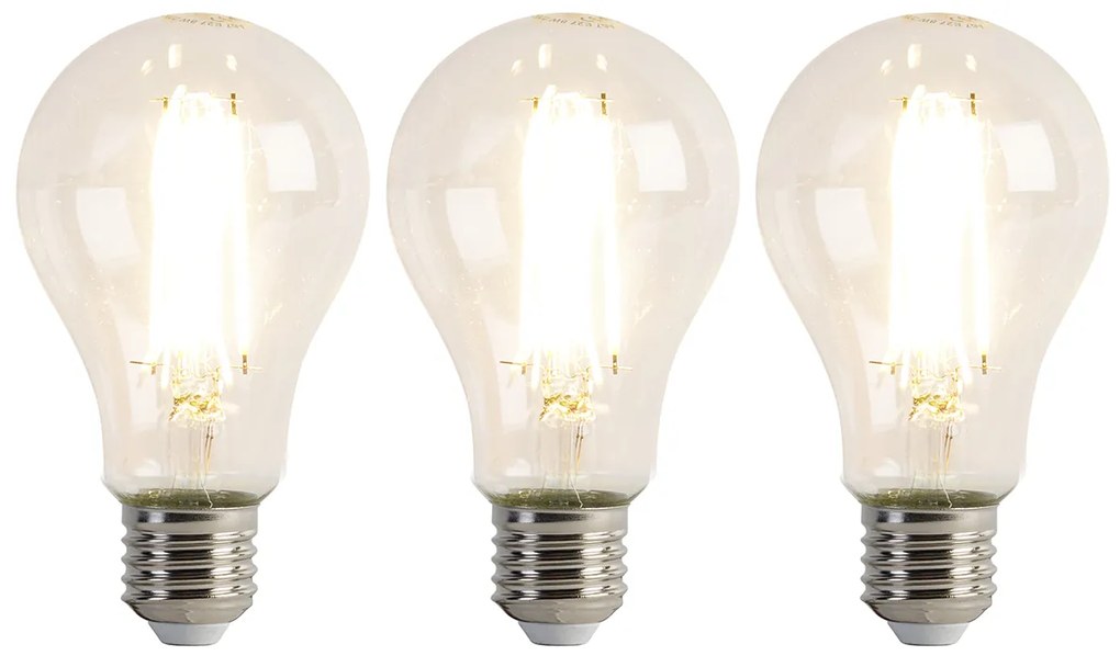 3 db E27-es LED izzó készlet A67 átlátszó 8W 1055 lm 2700K