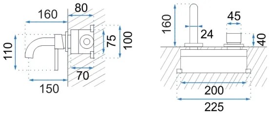 BAT-B0969 - LUNGO mosdócsaptelep rejtett beépítéshez, matt fekete