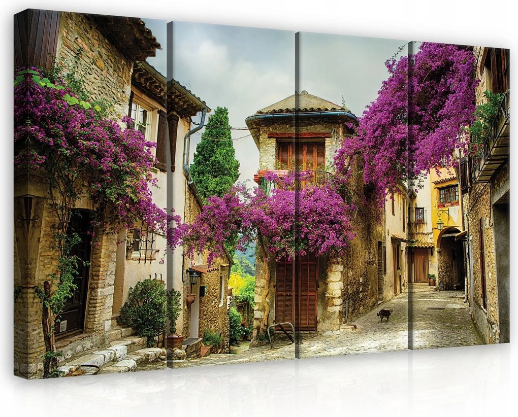 Vászonkép 120x80 Varázslatos utca óváros sikátor virágok Provence nyár
