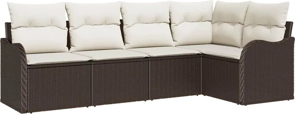 vidaXL Kerti Kanapé Szett tárolóval 5 pcs Barna polirattan