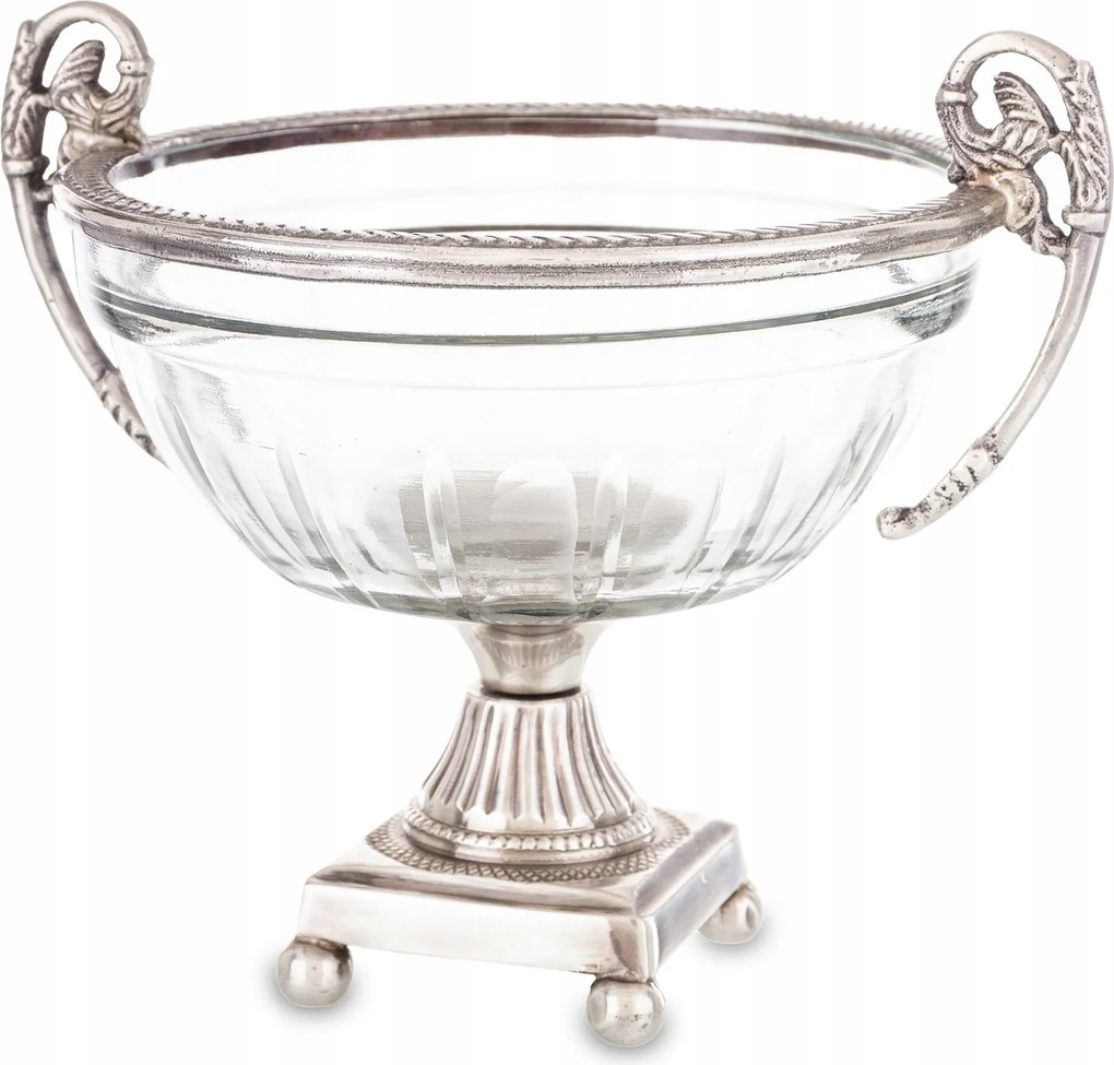 Paterka a lábon tálca ezüst üveg tál dekoráció Loyd retro patera