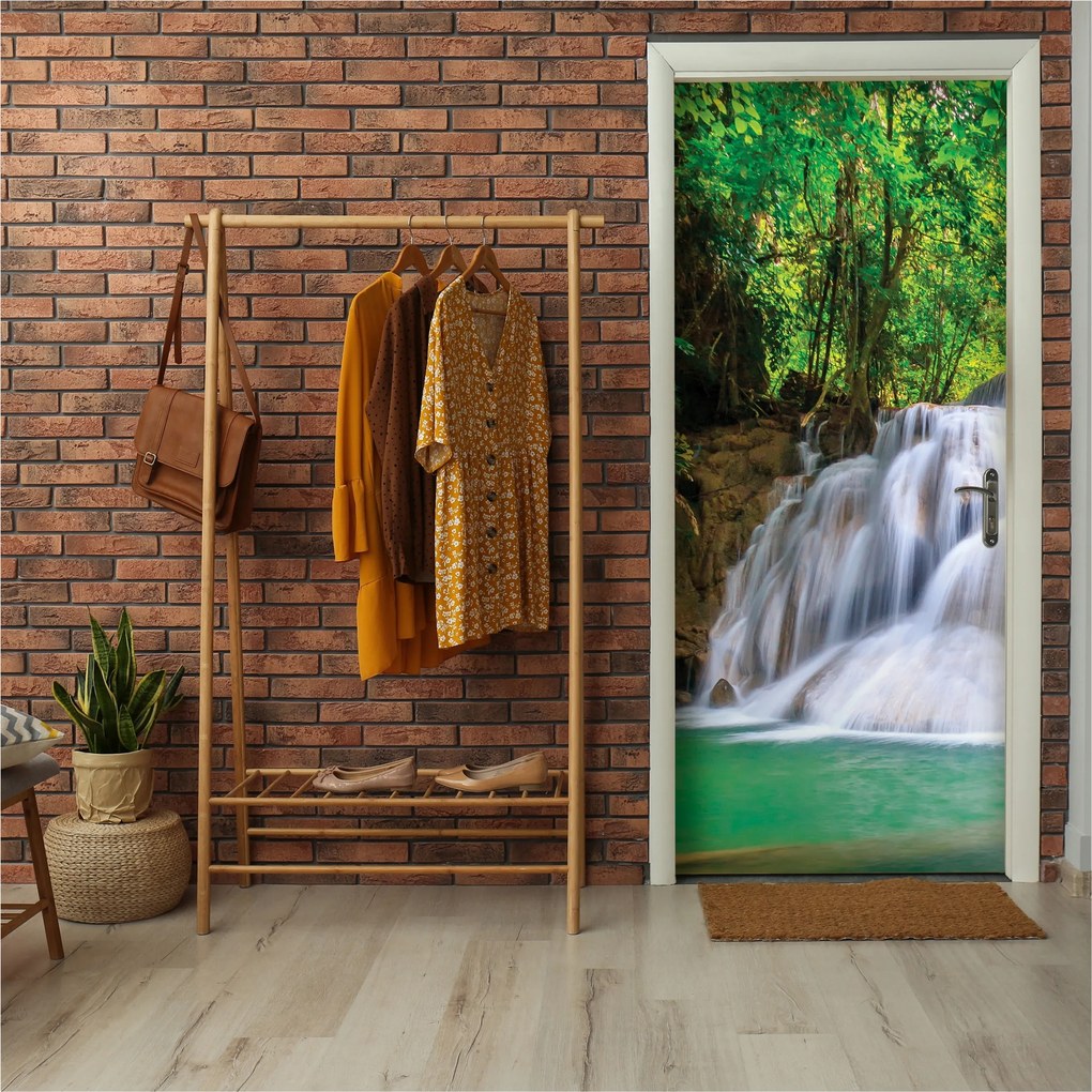 Fotótapéta Ajtó Vízesés Erdő 3D Konyha