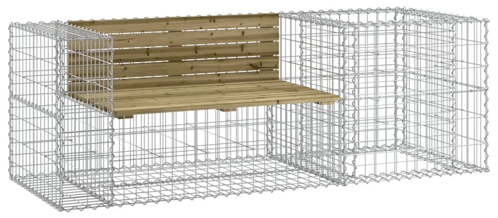 tömör impregnált fenyőfa kerti pad gabion kosárral