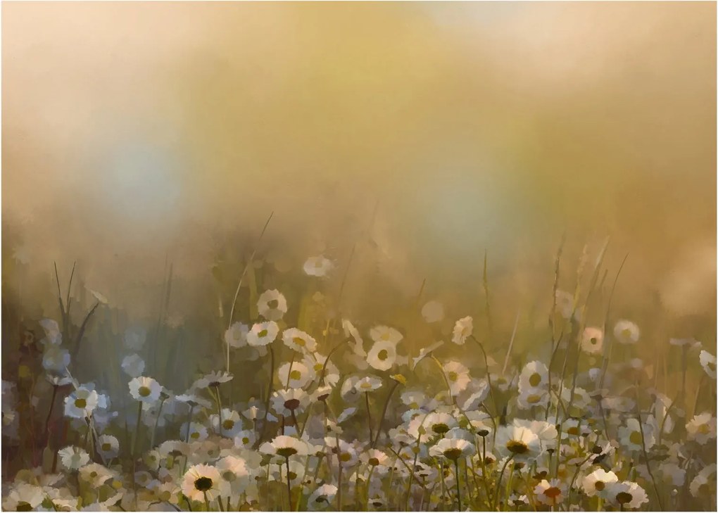 Kép - százszorszép olajfestmény (üvegen) (70x50 cm)