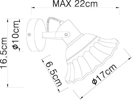 Globo 54050-1 Spotlámpa fém váz, kerámia búrával. Színe fehér, feketével antikolva. SZxM:170x165, AL:220, fényforrás nélkül 1xE27 40W 230V