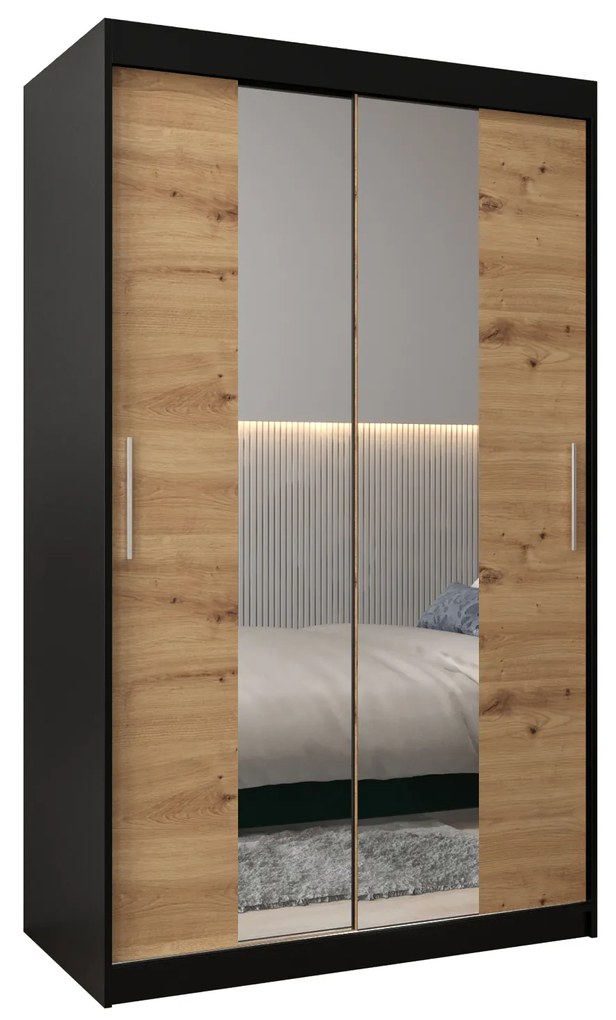 Ruhásszekrény 120 cm Toki 1 (matt fekete + artisan tölgy). 1064893