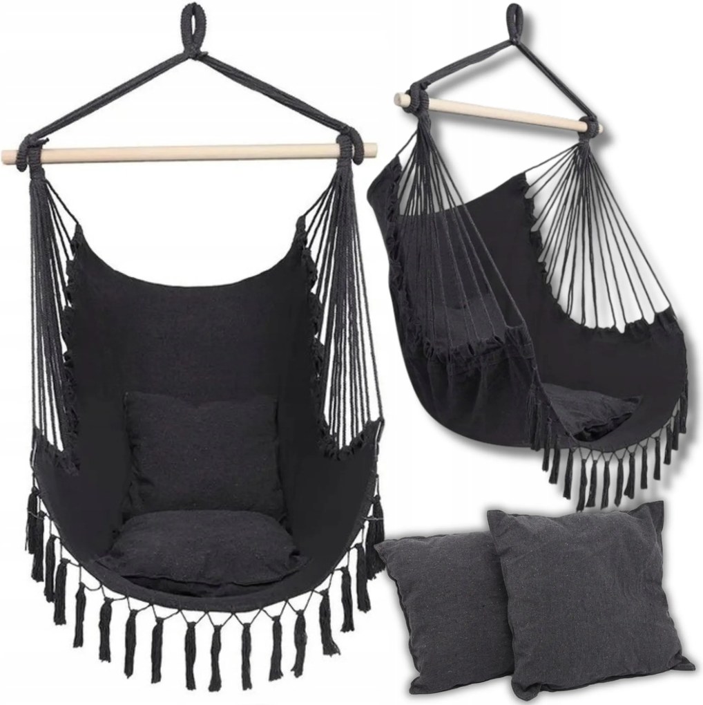 Függőágy Brazil Kerti Hintaszék Lógó Szék Boho 2X Párna