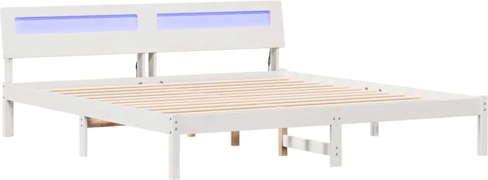 vidaXL Ágykeret fejtámlával Fehér 200 x 200 cm Tömör fenyőfa