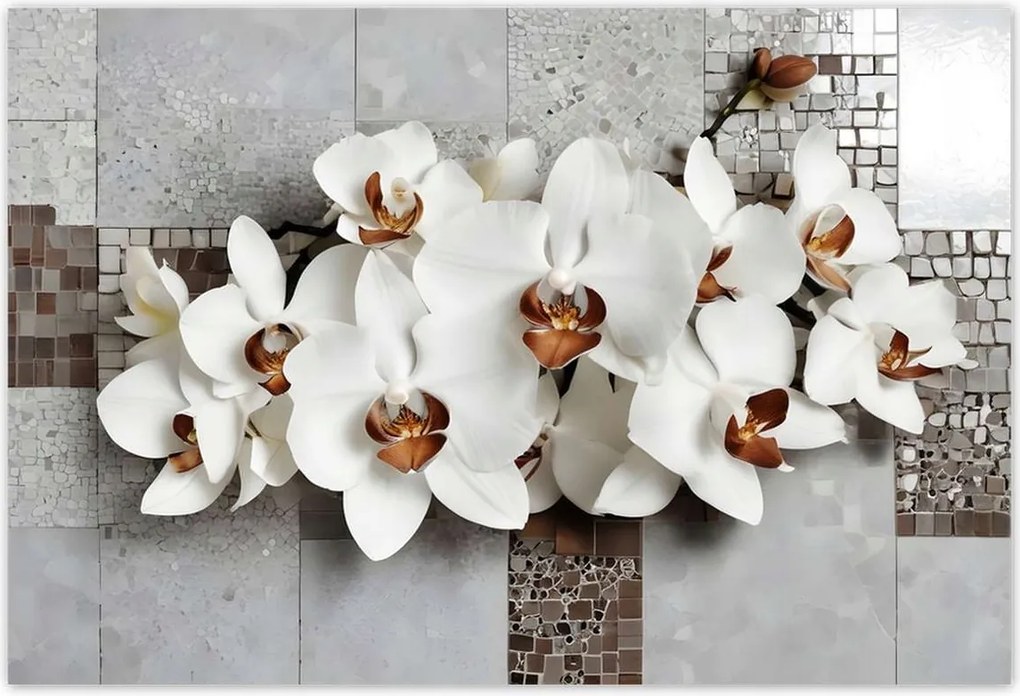 Poszterek 185x125 Fehér orchideák és mozaik