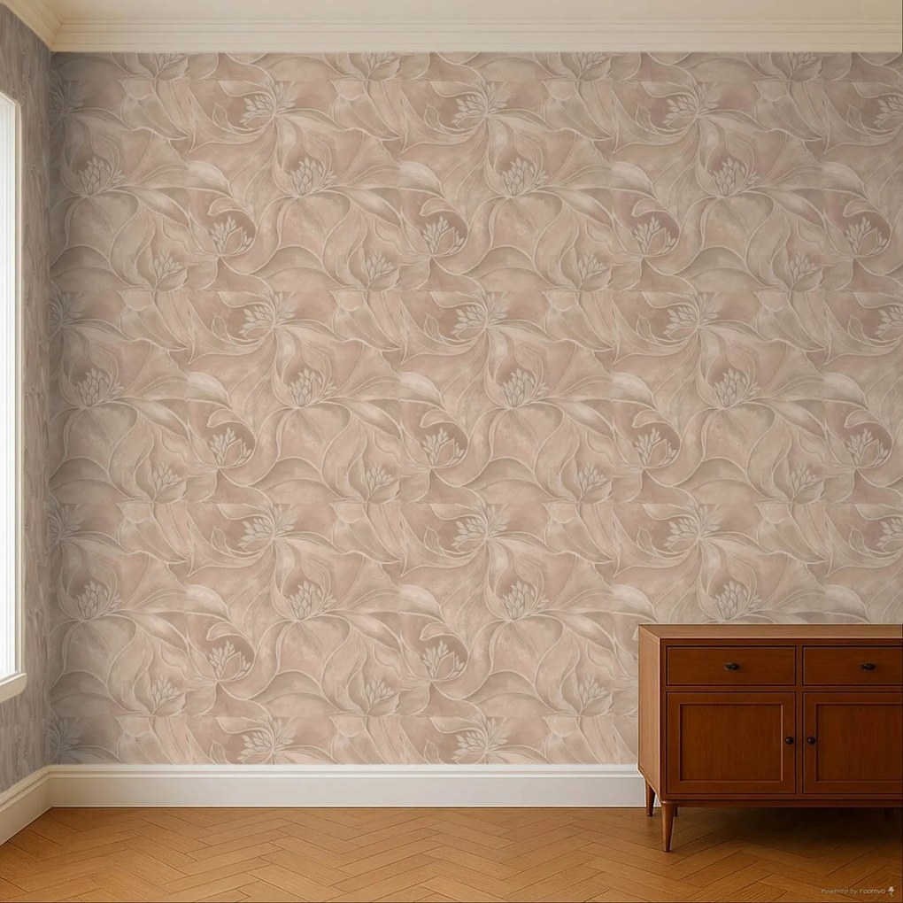 Zambaiti Parati Casa Chic Fiori ezüst-púder virágos texturált vlies tapéta – Z20130