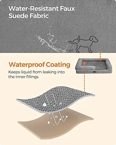 Ortopéd kutyaágy, kutya kanapé,  levehető mosható huzat, M-es méret, világosszürke